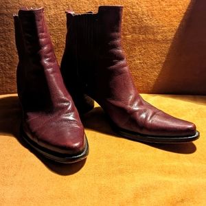 Joan and David chestnut brown Italian leather ankle boots